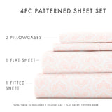 Triogift  Pink Classic in  Pattern 4 Piece Bed Sheet Set, California King,  Bedding  Comforter  s   Luxury