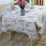 Triogift Customizable Blending Flower Tablecloth,Rectangular with Lace Table Cover,for Home Kitchen Dinning Table Decor Mantel Mesa