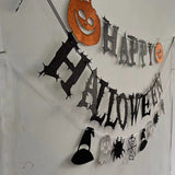 Triogift Happy Halloween Banner Pumpkin bat pattern Bunting Garland Home Decor for Fireplace Halloween Theme Party Decorations Supplies