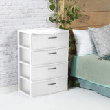 Triogift Sterilite Storage Box Organizer 4 Drawer Wide Weave Tower White Storage Boxes & Bins