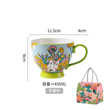 Triogift  -  1pc 450ml Rabbit Pattern Cup High Temperature Resistant Ceramic With Spoon Home Item Afternoon Tea Coffee Cup Mother's Day gift