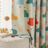 Triogift 1PC Cartoon Colorful Clouds Of High Quality Kids Blackout Curtains For Bedroom Windows,Cute Cloud Sheer Curtians For Kids Room