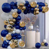 Triogift Navy Blue Balloons Garland Arch Kit White Gold Confetti Latex Balloon Kids Birthday Party Wedding Anniversary Baby Shower Decor