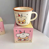 Triogift  -  Kawaii Dog Christmas Mug Gift Coffee Water Cup Cute Ceramic Handmad Milk Tea Water Juice Mocha Lovers Breakfast Cup Gift 300ml