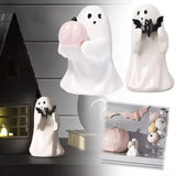 Triogift Halloween Ceramic Cute Spooky Ghost Decoration Doll Pink Pumpkin Bat For Home Party Festival  Doll Home Garden Decorations