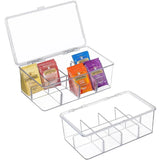 Triogift Plastic Tea Bag Storage Box Stackable Transparent with Lid Storage Container Acrylic Organizer Coffee