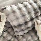 Triogift  Faux fur winter Bed linen super soft bed cover full set Bubble Fleece quilt Duvet cover set bed sheets set Microfiber bedding