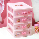 Triogift Pink Storage Box Cute Shelf Desk Drawer  Desk Small Box Cosmetics Stationery Set Sundries Desktop Organizer Office Supplies