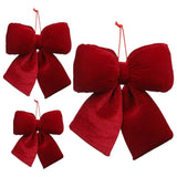 Triogift Christmas Bow Decoration Velvet Red Bow Knot Baubles Hanging Ornaments DIY Xmas Trees Pendant For Holiday Home Party Decorations