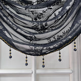 Triogift 1PC Black Ripple Swags Valance for Living Room Bay Window Lace Sheer Drape Curtain Head Study Hotel Home Decoration