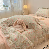 Triogift Summer Quilt   2024 New  Cotton Korean Ins Lace Fragmented Series  Air Condition Quilt High Quality Summer Blanket set