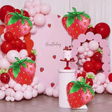 Triogift  Sweet one Strawberry party plates cups napkins Banner Strawberry Balloon kids Sweet One Strawberry 1st Birthday party Decoration