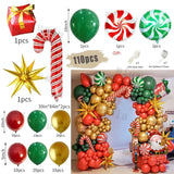 Triogift Christmas Balloon Set Candy Cane Aluminum Red Green Christmas Tree New Year Party Balloon Chain Arch Decoration Supplies Gifts