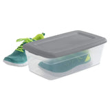 Triogift Sterilite Set of (10) 6 Qt. Clear Plastic Storage Boxes with Gray Lids