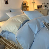 Triogift  Bedding Set  Luxury Double-Sided Cool Feeling Ice Silk Washed Silk Nordic Style Duvet Cover Bed Sheet Summer Cool Quilt Set Gift