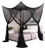 Triogift Four-Door Sexy Mosquito Net Canopy - King/Queen Double Bed Size, Elegant Black Color Luxurious Palace Netting Prevent Insect