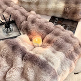 Triogift  Super soft Rabbit Fur Blanket double-sided Bubble Fleece bed cover thicken blankets for winter sofa cover Bedspread on the bed