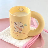 Triogift  -  Design Cream Color Mug Korean Ins Style Cartoon Rabbit Creative Milk Coffee Cup Household Simple Dessert Ice Cream Cup