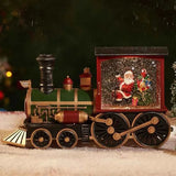 Triogift Santa Claus Snowman Christmas Gift Crystal Sequins Christmas Eve Music Box Train Crystal Ball Ornaments Desktop Decoration