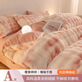 Triogift  Gradient Plush Bedding Thickened Milk Plush Bed Sheets Duvet Covers Coral Plush Bed Skirts