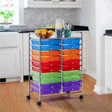 Triogift  SmileMart 20-Drawer Metal Frame Storage Cart Rolling Bin with Lockable Wheels, Multicolor