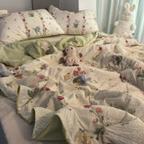 Triogift Summer Quilt  Ins  French Countryside Wrinkled Yarn Two person Washable Thin Quilt Dormitory  Summer Cool Quilt