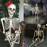 Triogift  Halloween Movable Skeleton Fake Human Skull Bones Holidays Party Home Bar Decorations Haunted House Horror Props Ornament Toys