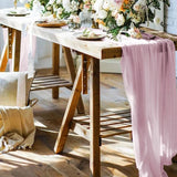 Triogift  6PCS European Crease Cloth Table Runner Boho Style American Tabletop Decor Wedding Banquet Festive Birthday Party Table Path