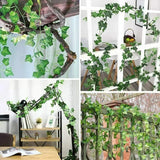 Triogift 2.1m Artificial Plant Vine Green Ivy Leaf Garland Silk Wall Hanging Vine Home Garden Decoration Wedding Party DIY Garland Leaves