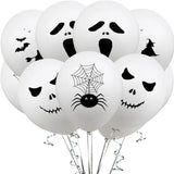 Triogift 12pcs Halloween Ghost Balloons Spider Witch Bat Pumpkin Skeleton Horror Happy Halloween Party Decoration Carnival Party Supply