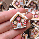 Triogift 10pcs Christmas Snow House Resin Charms Kawaii Cartoon Pendant For Earring DIY Jewelry Make