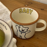 Triogift  -  300ml Bear Dog Ceramic Cups Ceramic Funny Cartoon Animal Tea Milk Cup Girl Heart Cartoon Mug Couple Breakfast Water Cup Milk Cup