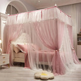 Triogift  Palace bed Mosquito Net Double Layer Bed Canopy four door Bed Valance garden bedroom wedding decoration Bed cover bed Curtains