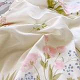 Triogift Pink Spring Flowers Duvet Cover 100% Cotton Bedding Set Floral Quilt Cover with Zipper Closure 3pcs Wildflower Comforter Cover