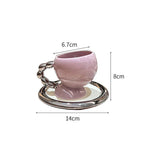 Triogift  -  Fine Ceramic Coffee Cup Saucer Bow Mug English Afternoon Tea Tableware Ceramic Latte Coffee Cup Saucer Breakfast Mug Gifts 160ml