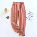 Triogift  Spring Summer New Women Sleep Bottoms Pajama Pants Soft Cotton Lounge Trousers Elastic Waist Thin Home Style Nightwear