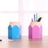 Triogift Cute Pencil Head Shape Pen Holder Pencil Storage Box Student Desktop Office Household Multifunctional Makeup Brush Organizer Box