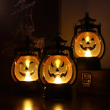 Triogift Halloween Pumpkin Lights Decorative Kerosene Lanterns LED Handheld Lamp Pumpkin for Table Camping Garden Yard Decorations