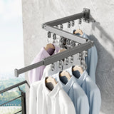 Triogift  Foldable Clothes Rack 360° Rotation Adjustable Balcony Hanging Holder Retractable Wall Mounted Telescopic Outdoor Drying Hanger