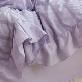 Triogift Purple Princess Bedding Set Duvet Cover Pillowcase Linens Twin Queen King Bed Sheet Set Luxury Solid Color Woman Girl Kawaii Set