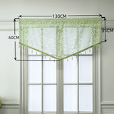 Triogift Green Valance Sheer Drape for Small Window Short Curtain With Lace Beads Bottom Kitchen Home Decoration Blinds #E