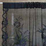 Triogift Black Floral Lace Pull Curtain Roman Lifting Sheer Voile Drape Door Small Window Kitchen Porch Partition