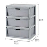 Triogift Sterilite Storage Box Organizer 3 Drawer Cross-Weave Tower Cement