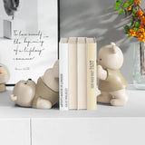 Triogift Bear Book End Figurine Cream Style Cute Little Decorations Living Room Hallway Wine Cabinet  Bookcase Home Decor Birthday Gift