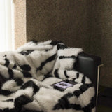 Triogift  Luxury Faux Fur warm blanket for Winter double layer thickened Blankets for Bed Plaid Plush Sofa Blankets Microfiber bedding