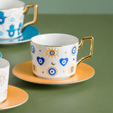 Triogift  -  Blue Eye Ceramic Coffee cup European Fashion Coffee cup Dish Set Home Afternoon Tea Tea Cup tea cups and saucer sets  coffee cup