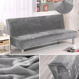 Triogift Velvet Plush Armless Sofa Bed Cover Folding Seat Slipcover Modern Stretch Sofa Bed Covers Elastic Couch Protector Home Hotel