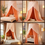 Triogift Bed Canopy for Girls & Adults, Large Elegant Double Layer Bed Curtain Canopy Drapes Round Dome Lace Princess Canopies Netting