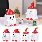 Triogift Halloween Themed Ceramic Coffee Cup With Lid Cartoon Elf Style Cute Ghost Halloween Perfect Gift