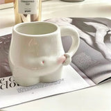 Triogift  -  320ml Ceramic Cup Cute Belly Cup Funny Coffee Cup Art Milk Cup Modern Living Room Home Decoration Accessories Creative Mug Gift